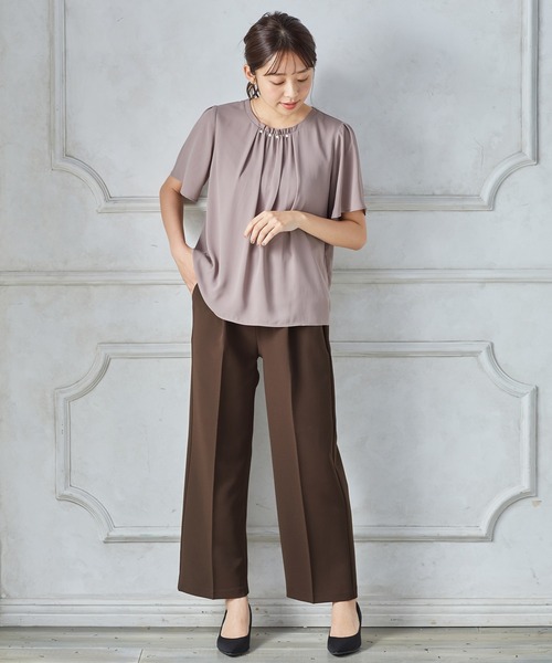 Honeys（ハニーズ）の「美ージーストレートパンツ（スラックス・レディース・ブラウン系その他/ブルーグリーン/ブラウン/ネイビー/ブラック・LL/L/M/S/SS/3L）」の22枚目の写真