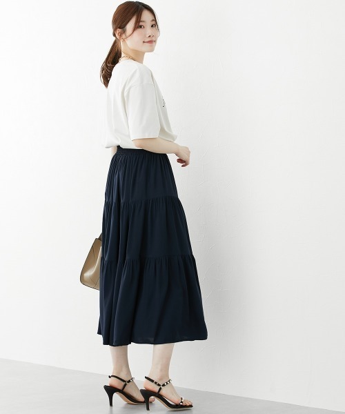 nissen(ニッセン)の「【接触冷感】ティアードスカート(スカート・レディース・イエロー/コーラルピンク/ネイビー/ラベンダー/モスグリーン/グリーン系/オレンジ系/カーキ・L/S/LL/M)」の13枚目の写真