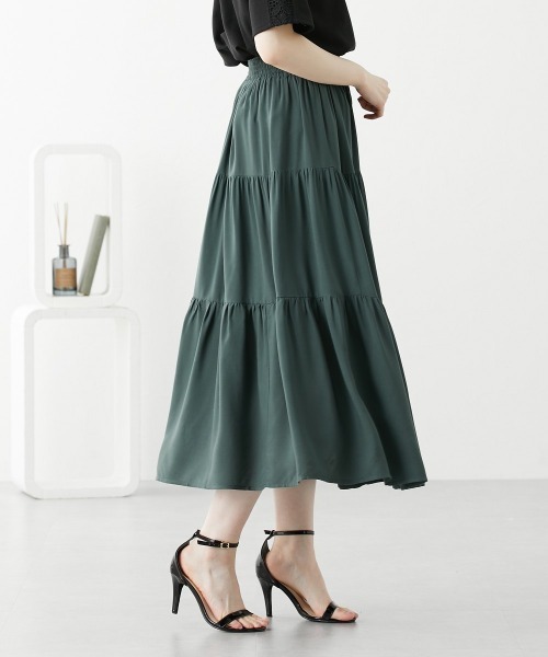 nissen(ニッセン)の「【接触冷感】ティアードスカート(スカート・レディース・イエロー/コーラルピンク/ネイビー/ラベンダー/モスグリーン/グリーン系/オレンジ系/カーキ・L/S/LL/M)」の22枚目の写真