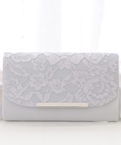 Lace Ladies(レースレディース)の「プレート付きフラワーレースクラッチバッグ(クラッチバッグ・レディース・ブラック/アイボリー/グレー・FREE)」の3枚目の写真