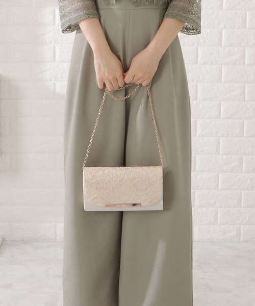 Lace Ladies(レースレディース)の「プレート付きフラワーレースクラッチバッグ(クラッチバッグ・レディース・ブラック/アイボリー/グレー・FREE)」の5枚目の写真