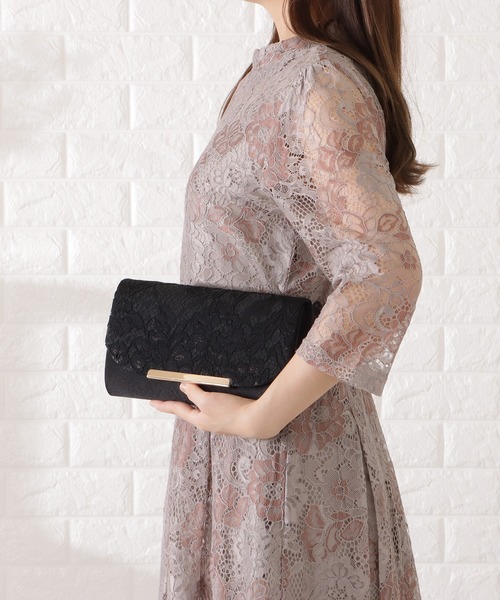 Lace Ladies(レースレディース)の「プレート付きフラワーレースクラッチバッグ(クラッチバッグ・レディース・ブラック/アイボリー/グレー・FREE)」の12枚目の写真