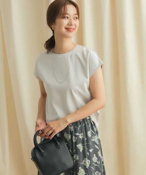 URBAN RESEARCH DOORS（アーバンリサーチドアーズ）の「クールタッチフレンチスリーブカットソー（Tシャツ/カットソー・レディース・ミント/バーガンディー/ライトグレー/ブラック・MEDIUM）」の3枚目の写真