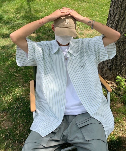 MGV(エムジーヴィー)の「ワンポイントストライプ半袖シャツ(シャツ/ブラウス・メンズ・グレー/グリーン・MEDIUM/LARGE/X-LARGE)」の14枚目の写真