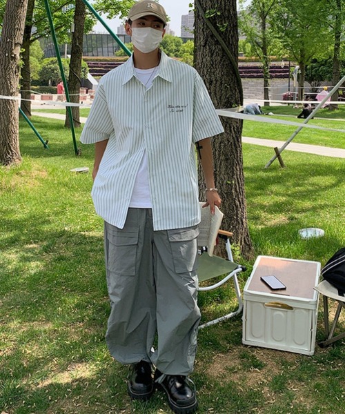 MGV(エムジーヴィー)の「ワンポイントストライプ半袖シャツ(シャツ/ブラウス・メンズ・グレー/グリーン・MEDIUM/LARGE/X-LARGE)」の9枚目の写真
