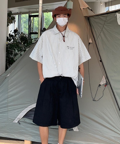 MGV(エムジーヴィー)の「ワンポイントストライプ半袖シャツ(シャツ/ブラウス・メンズ・グレー/グリーン・MEDIUM/LARGE/X-LARGE)」の4枚目の写真