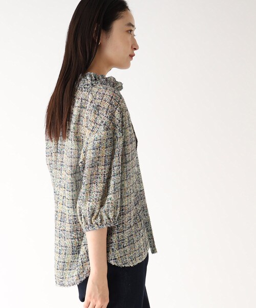 OPAQUE.CLIP（オペークドットクリップ）の「◆ツイードライクプリントボウタイブラウス【洗濯機洗い可】（シャツ/ブラウス・レディース・ピンク系6/グリーン系その他3・36/40/38）」の21枚目の写真