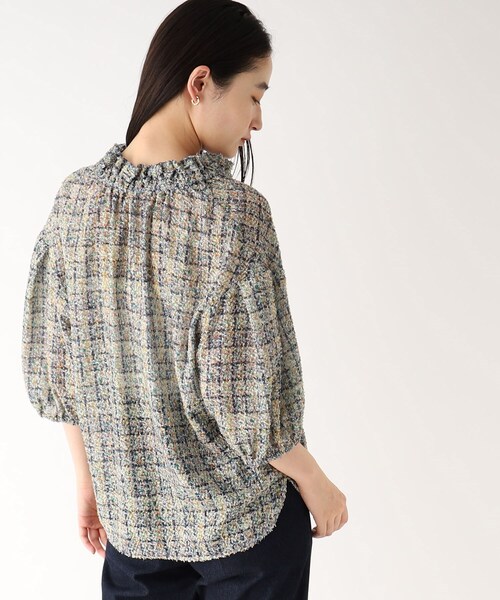 OPAQUE.CLIP（オペークドットクリップ）の「◆ツイードライクプリントボウタイブラウス【洗濯機洗い可】（シャツ/ブラウス・レディース・ピンク系6/グリーン系その他3・36/40/38）」の22枚目の写真