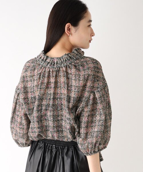 OPAQUE.CLIP（オペークドットクリップ）の「◆ツイードライクプリントボウタイブラウス【洗濯機洗い可】（シャツ/ブラウス・レディース・ピンク系6/グリーン系その他3・36/40/38）」の7枚目の写真