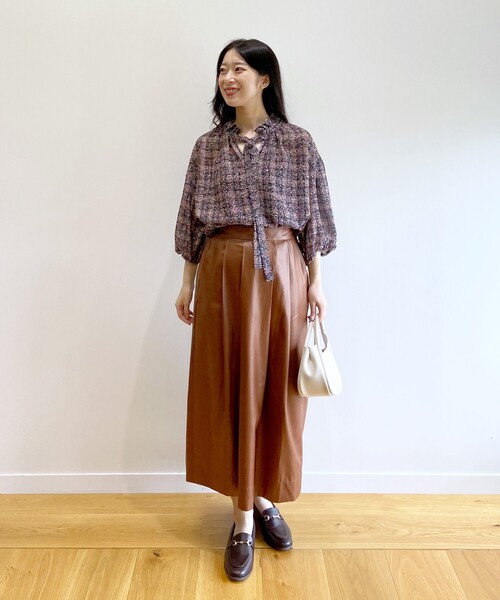 OPAQUE.CLIP（オペークドットクリップ）の「◆ツイードライクプリントボウタイブラウス【洗濯機洗い可】（シャツ/ブラウス・レディース・ピンク系6/グリーン系その他3・36/40/38）」の8枚目の写真