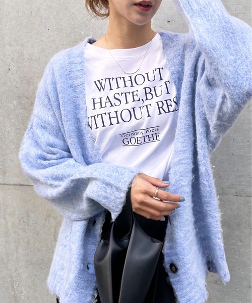 Meli rich（メリーリッチ）の「シャギーオーバーサイズカーディガン（カーディガン/ボレロ・レディース・アイボリー/ベージュ/ブルー/パープル/グレー/グリーン・MEDIUM）」の5枚目の写真