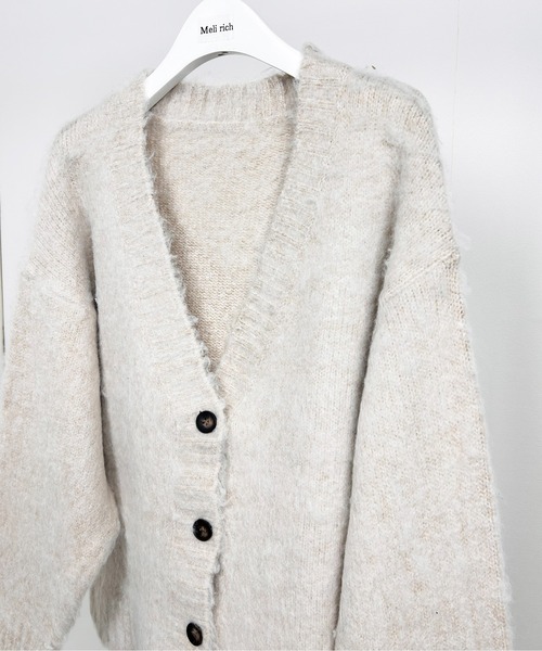 Meli rich（メリーリッチ）の「シャギーオーバーサイズカーディガン（カーディガン/ボレロ・レディース・アイボリー/ベージュ/ブルー/パープル/グレー/グリーン・MEDIUM）」の12枚目の写真