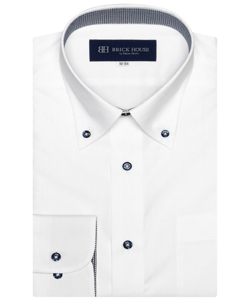 TOKYO SHIRTS(トウキョウシャツ)の「透け防止 形態安定ノーアイロン ボタンダウン 長袖ビジネスワイシャツ(ビジネスシャツ・メンズ・ホワイト・首回り37cm-裄丈80cm/首回り39cm-裄丈80cm/首回り39cm-裄丈84cm/首回り41cm-裄丈82cm/首回り41cm-裄丈86cm/首回り42cm-裄丈82cm/首回り42cm-裄丈86cm/首回り43cm-裄丈82cm/首回り43cm-裄丈86cm/首回り37cm-裄丈84cm)」の1枚目の写真