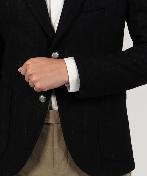 BARBA(バルバ)の「【別注】BARBA Dynamic ウールポリエステル シングルブレステッド2Bジャケット(テーラードジャケット・メンズ・ブラック系その他・46/48/44)」の7枚目の写真