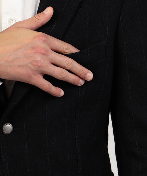 BARBA(バルバ)の「【別注】BARBA Dynamic ウールポリエステル シングルブレステッド2Bジャケット(テーラードジャケット・メンズ・ブラック系その他・46/48/44)」の3枚目の写真