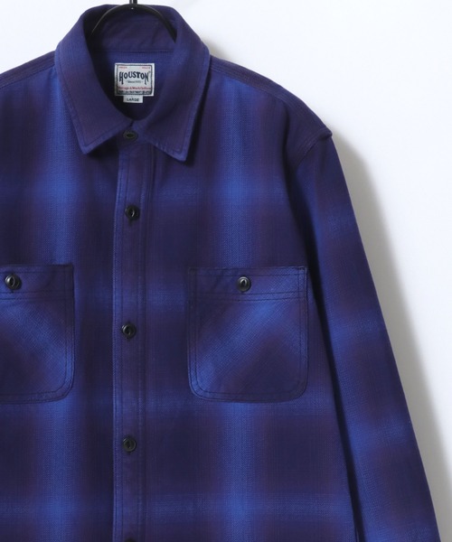 HOUSTON（ヒューストン）の「HOUSTON/ヒューストン Ombre Check Viyella Shirt/オンブレチェック ビエラシャツ/ネルシャツ（シャツ/ブラウス・メンズ・ブラック/レッド/ブルー/ネイビー/カーキ/ブラウン・M/L/XL）」の5枚目の写真