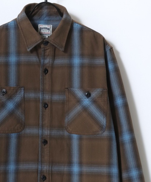 HOUSTON（ヒューストン）の「HOUSTON/ヒューストン Ombre Check Viyella Shirt/オンブレチェック ビエラシャツ/ネルシャツ（シャツ/ブラウス・メンズ・ブラック/レッド/ブルー/ネイビー/カーキ/ブラウン・M/L/XL）」の3枚目の写真