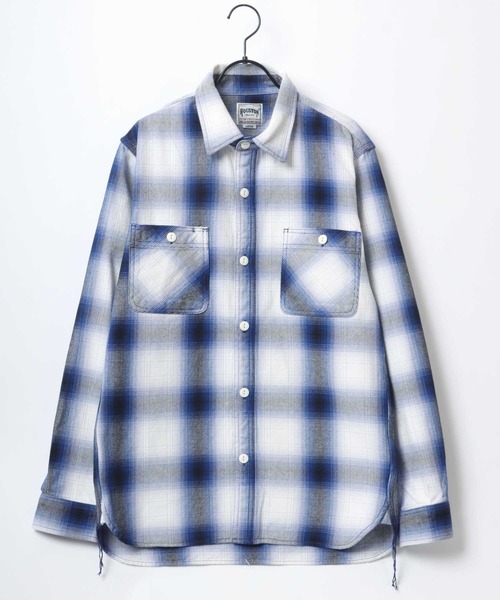 HOUSTON（ヒューストン）の「HOUSTON/ヒューストン Ombre Check Viyella Shirt/オンブレチェック ビエラシャツ/ネルシャツ（シャツ/ブラウス・メンズ・ブラック/レッド/ブルー/ネイビー/カーキ/ブラウン・M/L/XL）」の11枚目の写真