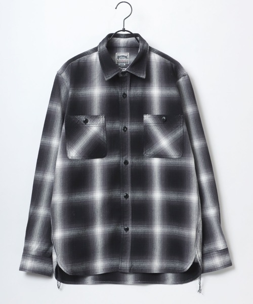 HOUSTON（ヒューストン）の「HOUSTON/ヒューストン Ombre Check Viyella Shirt/オンブレチェック ビエラシャツ/ネルシャツ（シャツ/ブラウス・メンズ・ブラック/レッド/ブルー/ネイビー/カーキ/ブラウン・M/L/XL）」の10枚目の写真