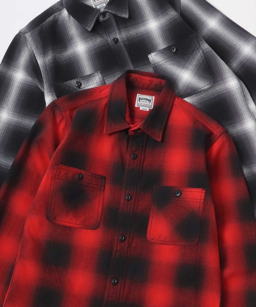HOUSTON（ヒューストン）の「HOUSTON/ヒューストン Ombre Check Viyella Shirt/オンブレチェック ビエラシャツ/ネルシャツ（シャツ/ブラウス・メンズ・ブラック/レッド/ブルー/ネイビー/カーキ/ブラウン・M/L/XL）」の9枚目の写真