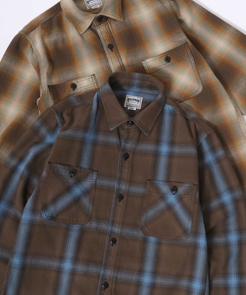 HOUSTON（ヒューストン）の「HOUSTON/ヒューストン Ombre Check Viyella Shirt/オンブレチェック ビエラシャツ/ネルシャツ（シャツ/ブラウス・メンズ・ブラック/レッド/ブルー/ネイビー/カーキ/ブラウン・M/L/XL）」の22枚目の写真