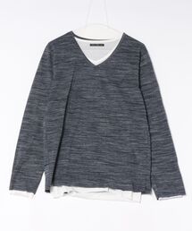 【Bling Leads】アンサンブルVネック長袖Tシャツ