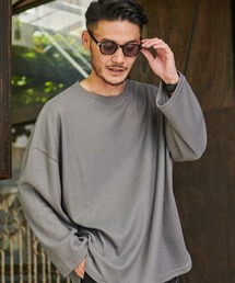 『CavariA/キャバリア』ワッフル調ビッグシルエット長袖Tシャツ