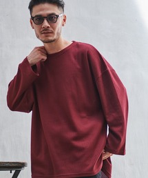 『CavariA/キャバリア』ワッフル調ビッグシルエット長袖Tシャツ
