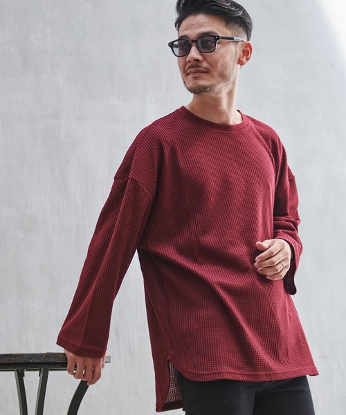 SILVER BULLET(シルバーバレット)の「『CavariA/キャバリア』ワッフル調ビッグシルエット長袖Tシャツ(Tシャツ/カットソー・メンズ・ブルー/グレー/ブラック/ワイン・M/L)」の15枚目の写真