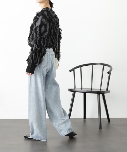 FREE'S MART（フリーズマート）の「◆フリンジショート丈ニット（ニット/セーター・レディース・ブラック/ベージュ/ラベンダー・FREE）」の9枚目の写真