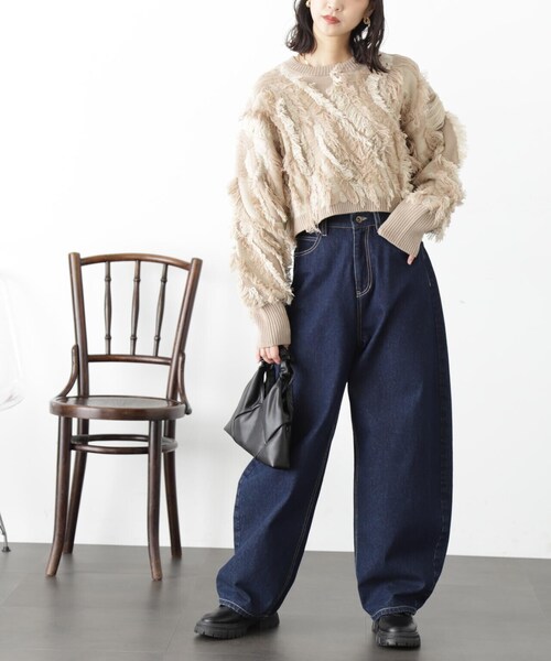 FREE'S MART（フリーズマート）の「◆フリンジショート丈ニット（ニット/セーター・レディース・ブラック/ベージュ/ラベンダー・FREE）」の18枚目の写真