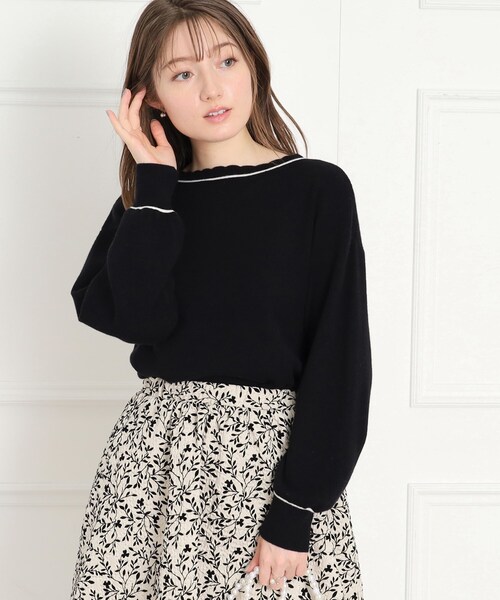 couture brooch(クチュールブローチ)の「◆【前後2WAY】スカラリボン衿ニット(ニット/セーター・レディース・ベビーピンク/アイボリー/ブラック・38/42)」の12枚目の写真