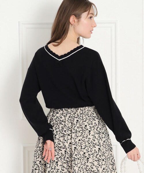 couture brooch(クチュールブローチ)の「◆【前後2WAY】スカラリボン衿ニット(ニット/セーター・レディース・ベビーピンク/アイボリー/ブラック・38/42)」の13枚目の写真