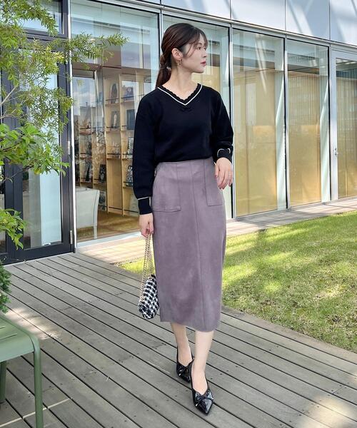 couture brooch(クチュールブローチ)の「◆【前後2WAY】スカラリボン衿ニット(ニット/セーター・レディース・ベビーピンク/アイボリー/ブラック・38/42)」の14枚目の写真