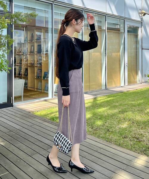 couture brooch(クチュールブローチ)の「◆【前後2WAY】スカラリボン衿ニット(ニット/セーター・レディース・ベビーピンク/アイボリー/ブラック・38/42)」の15枚目の写真