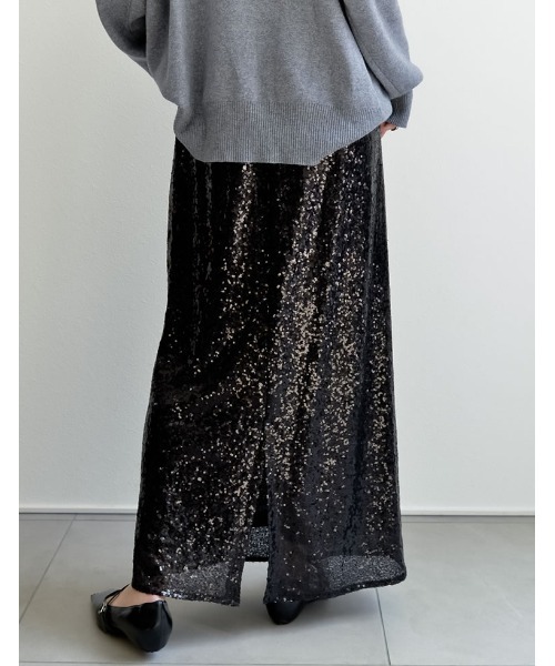 Re:EDIT（リエディ）の「[辻元舞さん着用][低身長サイズ有]スパンコールカットソータイトスカート（スカート・レディース・ブラック/シルバー・MEDIUM/LARGE/SHORT）」の7枚目の写真