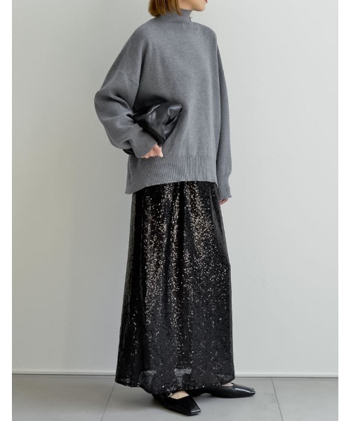 Re:EDIT（リエディ）の「[辻元舞さん着用][低身長サイズ有]スパンコールカットソータイトスカート（スカート・レディース・ブラック/シルバー・MEDIUM/LARGE/SHORT）」の8枚目の写真