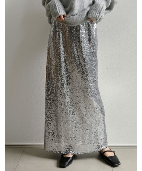 Re:EDIT（リエディ）の「[辻元舞さん着用][低身長サイズ有]スパンコールカットソータイトスカート（スカート・レディース・ブラック/シルバー・MEDIUM/LARGE/SHORT）」の11枚目の写真