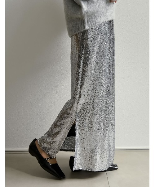 Re:EDIT（リエディ）の「[辻元舞さん着用][低身長サイズ有]スパンコールカットソータイトスカート（スカート・レディース・ブラック/シルバー・MEDIUM/LARGE/SHORT）」の17枚目の写真