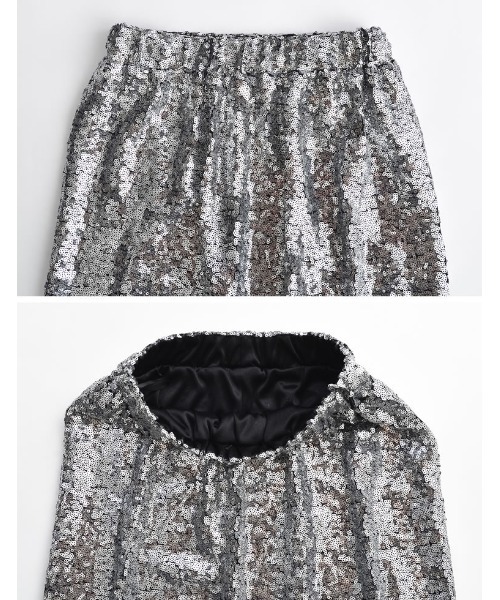 Re:EDIT（リエディ）の「[辻元舞さん着用][低身長サイズ有]スパンコールカットソータイトスカート（スカート・レディース・ブラック/シルバー・MEDIUM/LARGE/SHORT）」の19枚目の写真