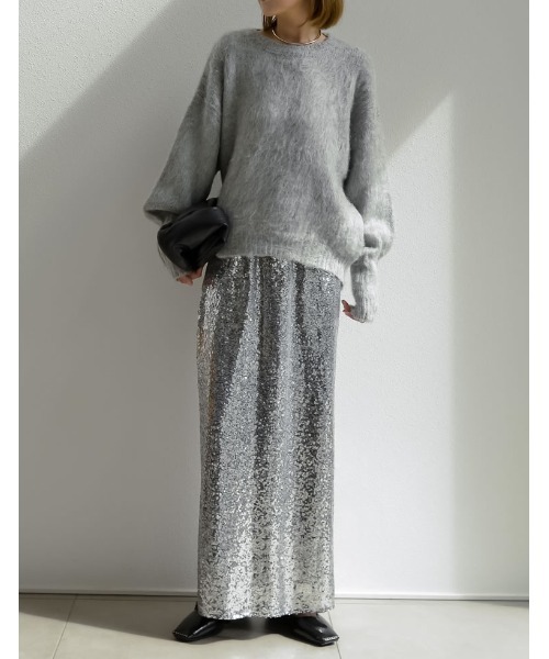 Re:EDIT（リエディ）の「[辻元舞さん着用][低身長サイズ有]スパンコールカットソータイトスカート（スカート・レディース・ブラック/シルバー・MEDIUM/LARGE/SHORT）」の13枚目の写真