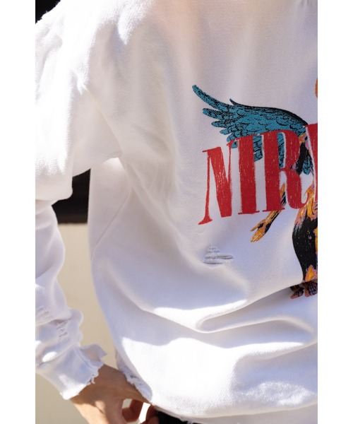 SUNNY  SPORTS（サニースポーツ）の「【 NIRVANA / ニルヴァーナ 】WORN-OUT BAND CREW ウォーンアウト バンド クルーネックスウェット SUY（Tシャツ/カットソー・メンズ・ブラック/ホワイト・LARGE/X-LARGE）」の11枚目の写真