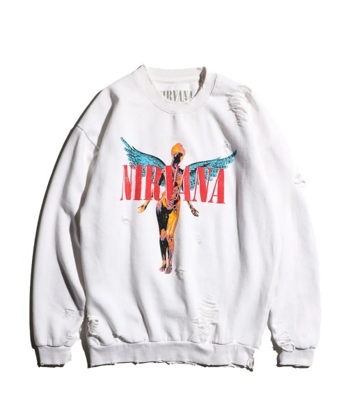 SUNNY  SPORTS（サニースポーツ）の「【 NIRVANA / ニルヴァーナ 】WORN-OUT BAND CREW ウォーンアウト バンド クルーネックスウェット SUY（Tシャツ/カットソー・メンズ・ブラック/ホワイト・LARGE/X-LARGE）」の12枚目の写真