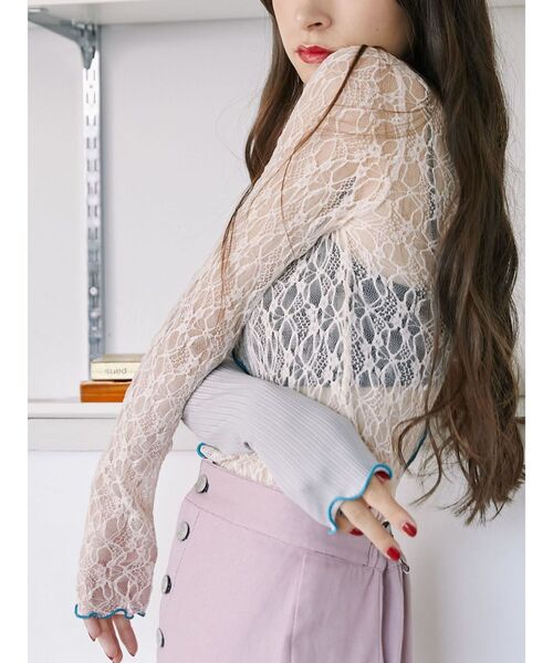 jouetie（ジュエティ）の「ドッキングメローレーストップス（Tシャツ/カットソー・レディース・ブラック/グレー・MEDIUM）」の16枚目の写真