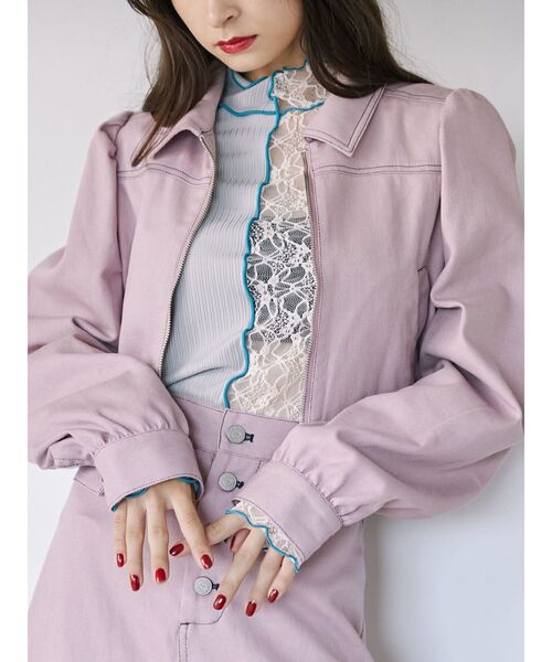 jouetie（ジュエティ）の「ドッキングメローレーストップス（Tシャツ/カットソー・レディース・ブラック/グレー・MEDIUM）」の19枚目の写真