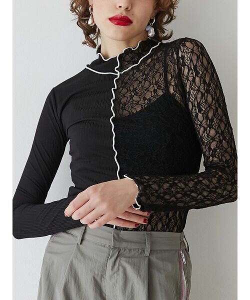 jouetie（ジュエティ）の「ドッキングメローレーストップス（Tシャツ/カットソー・レディース・ブラック/グレー・MEDIUM）」の21枚目の写真