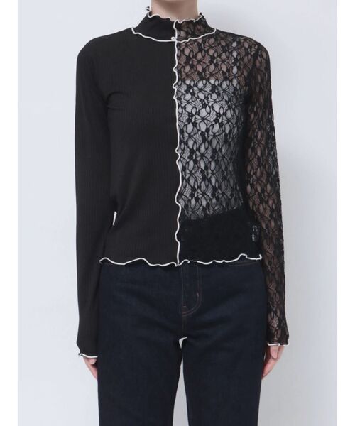 jouetie（ジュエティ）の「ドッキングメローレーストップス（Tシャツ/カットソー・レディース・ブラック/グレー・MEDIUM）」の3枚目の写真