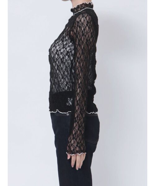 jouetie（ジュエティ）の「ドッキングメローレーストップス（Tシャツ/カットソー・レディース・ブラック/グレー・MEDIUM）」の4枚目の写真