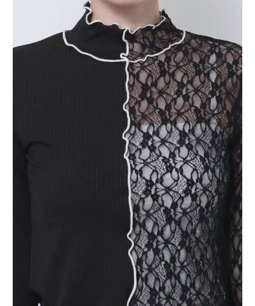 jouetie（ジュエティ）の「ドッキングメローレーストップス（Tシャツ/カットソー・レディース・ブラック/グレー・MEDIUM）」の6枚目の写真