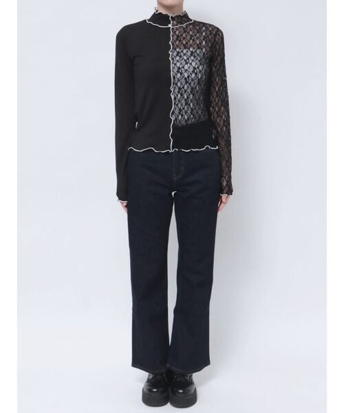 jouetie（ジュエティ）の「ドッキングメローレーストップス（Tシャツ/カットソー・レディース・ブラック/グレー・MEDIUM）」の10枚目の写真